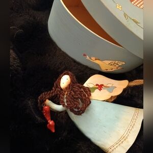 Russ Berrie Handcrafted Angel Figurine with Blue Dress. Comes With Her Box
